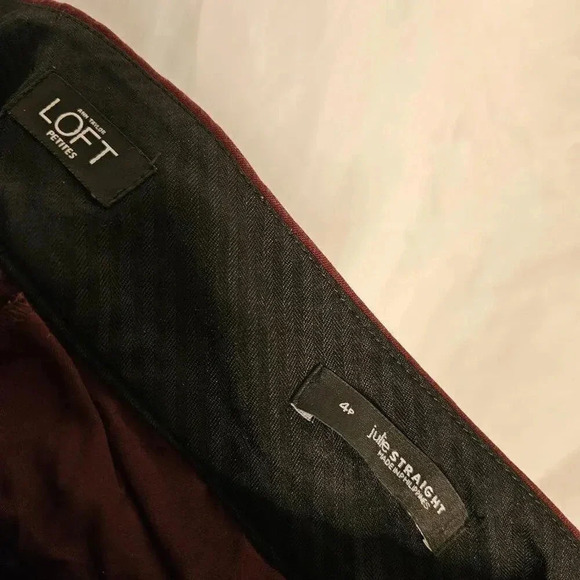 Ann Taylor Loft Petite Julie Straight Pants - Size 4P, Burgundy - Picture 2 of 7